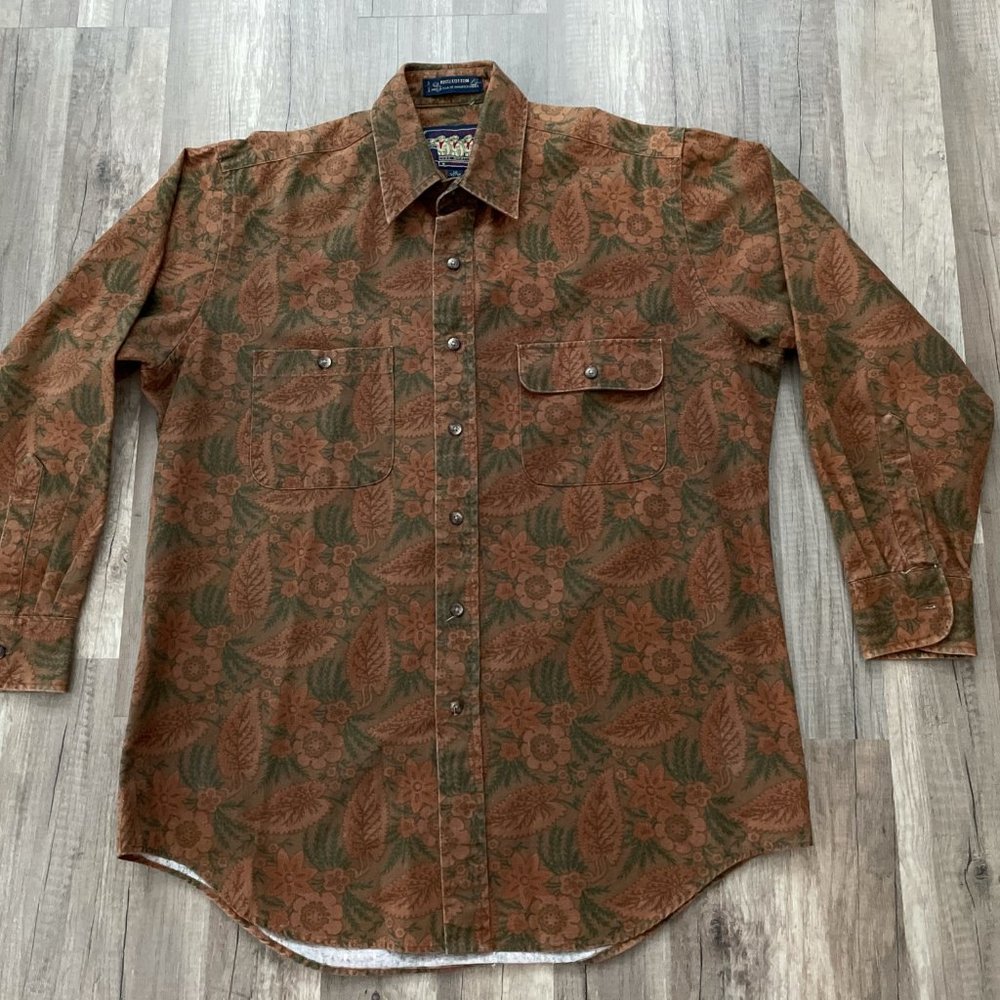 Vintage Men Ralph Lauren Chaps Floral Dress Shirt